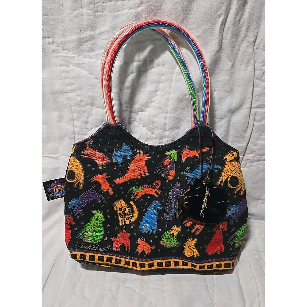 Laurel Burch Dogs Novelty Shoulder Bag Purse Colorful Quirky Print Small
